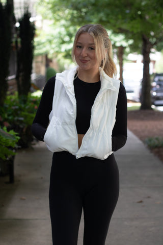 White Mini Puffer Vest