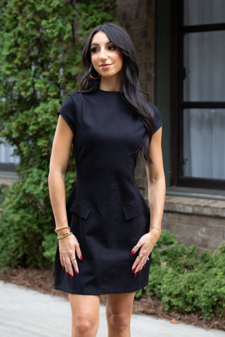 Black mock neck dress