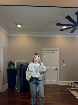 Gray Snap Button Sweatshirt