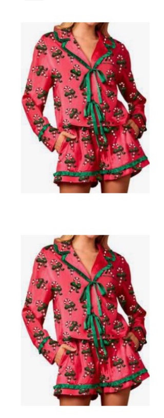 Long Sleeve Pink Candy Cane Pajamas