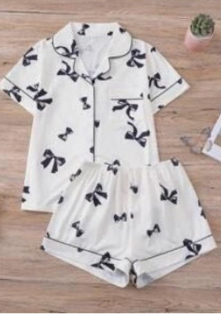 Cream and Black Bow Pajamas