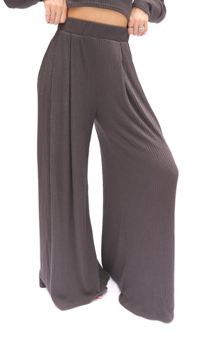 Cozy Charcoal Wide Leg Pants