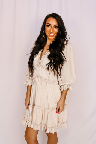 Satin Dress with Ruffle Details