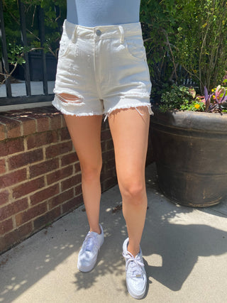 White Denim Short