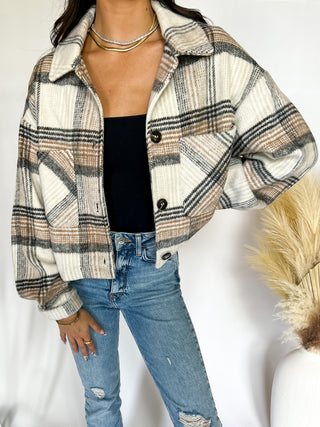 Cropped Flannel Jacket