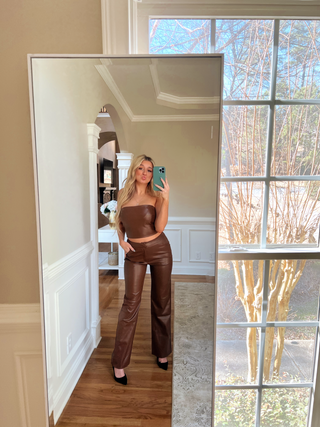 Brown Faux Leather Tube Top