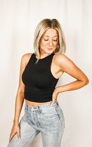 Finely Ribbed Cropped Tank