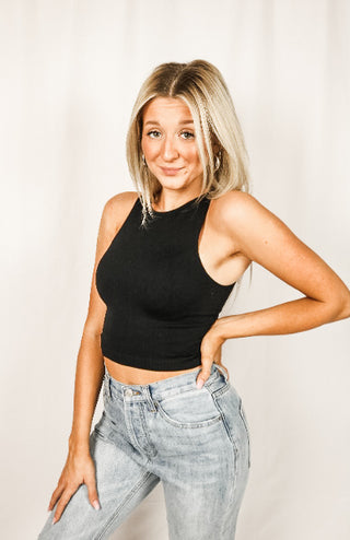 Finely Ribbed Cropped Tank
